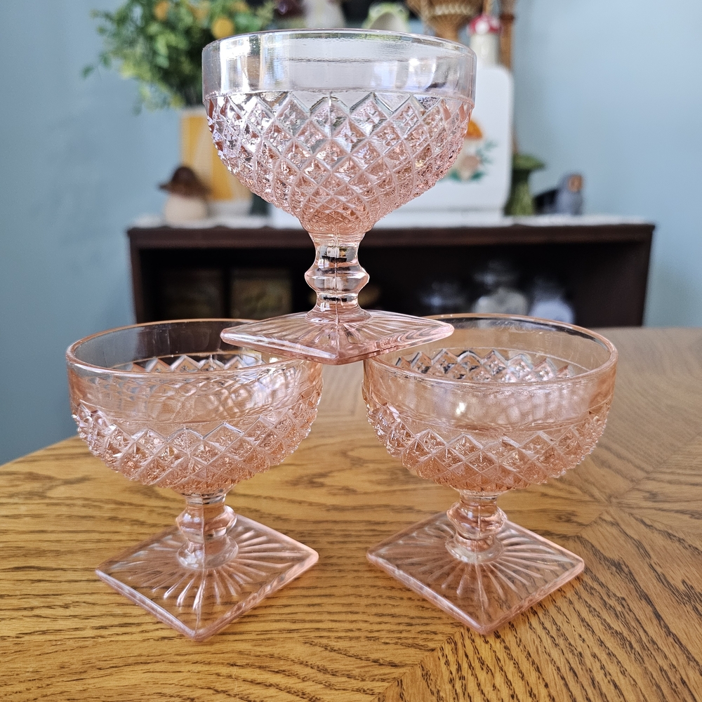Vintage Antique Pink Anchor Hocking Miss America Depression Glass Dessert Cups - Picture 4 of 5